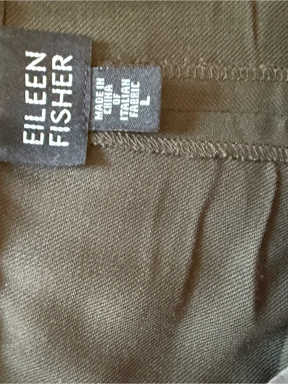 Eileen Fisher Olive Green 100% Wool Open Front Blazer & Trouser Suit Set Large